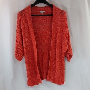 New York & Company Women's Size XL Orange Knit Sweater Open Front Cardigan